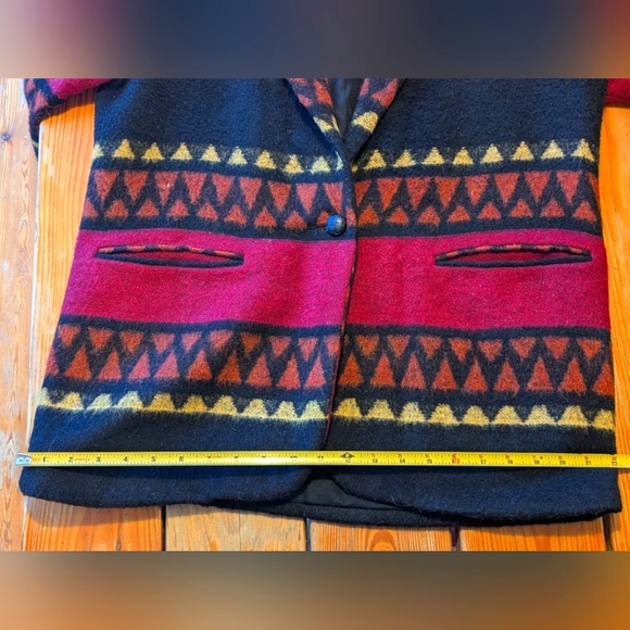 David Paul New York Oversized Women's Medium Aztec Wool Blend Blazer - Picture 4 of 7